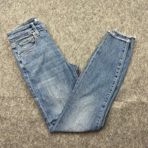 Good American Good Legs Crop Jeans Women's Size 00 / 24 Fray Hem Medium Wash